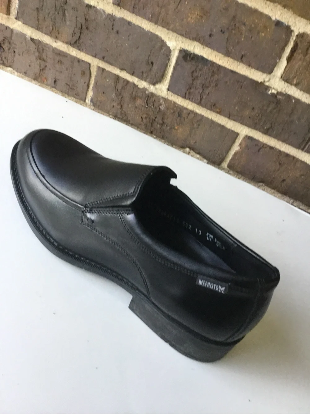 Mephisto Black Leather Slip-On Loafer